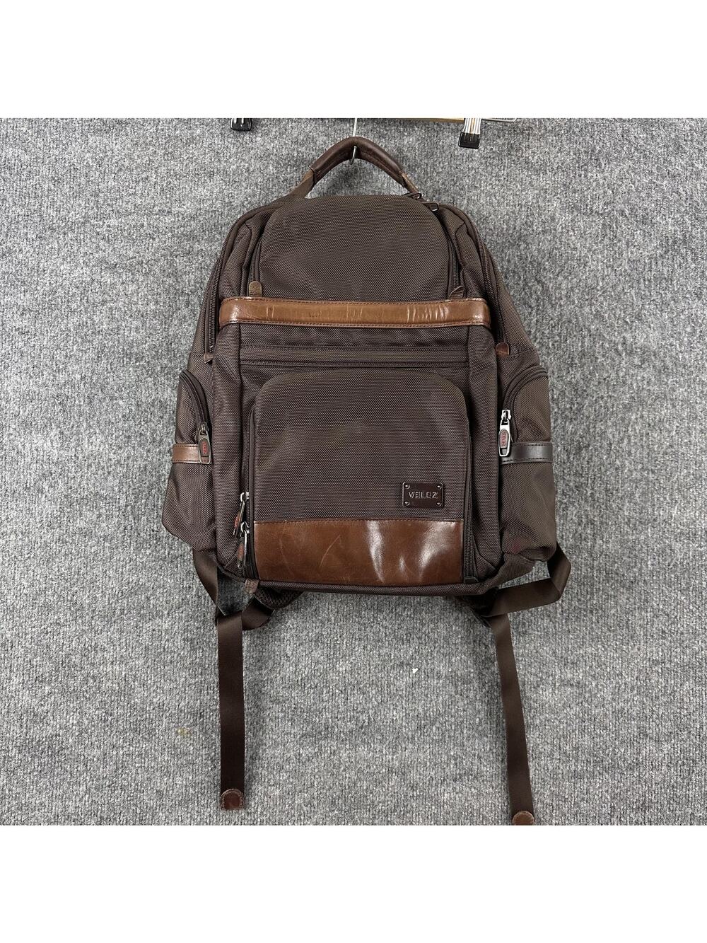 Velez Mens Leather Backpack Brown Soft Case Travel Daypack Office Work Casual